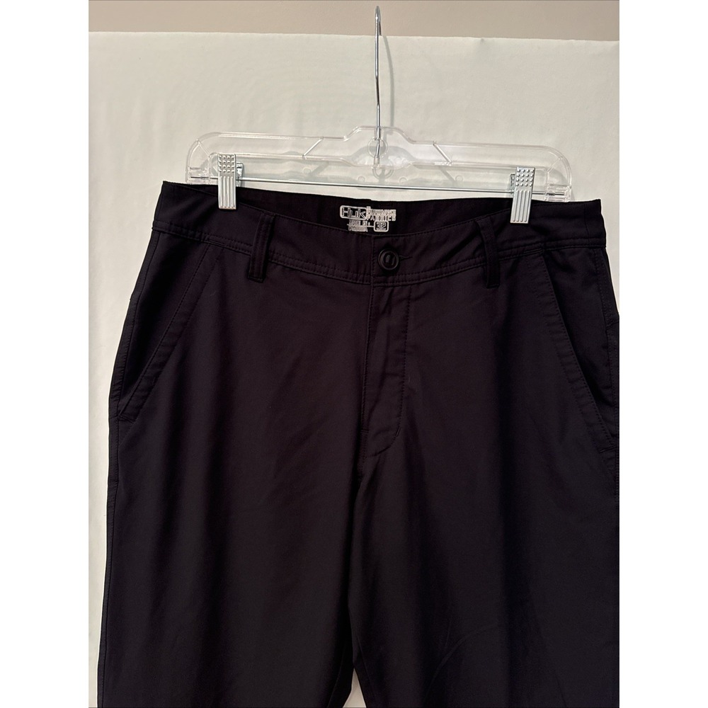 Huk Pants Men SZ 32 Black Tech Performance Chino Straight Casual Stretch Fishing
